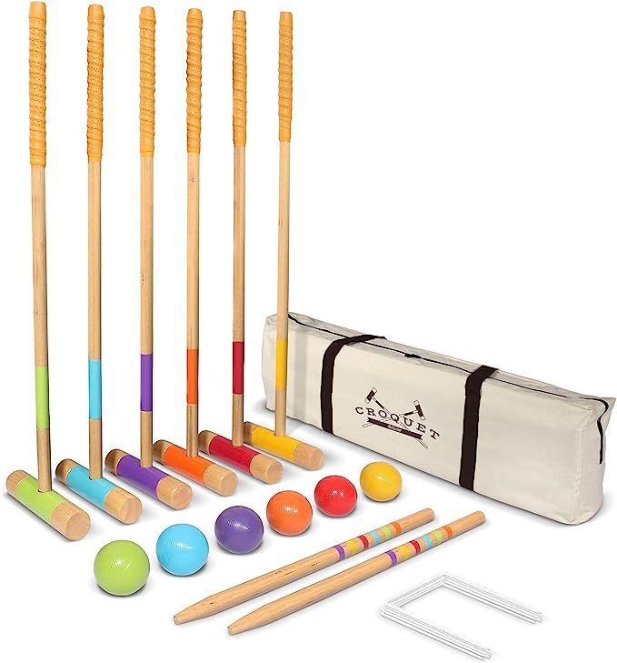 GoSports Six Player Croquet Set for Adults & Kids - Modern Wood Design with Deluxe (35") and Stan... | Amazon (US)