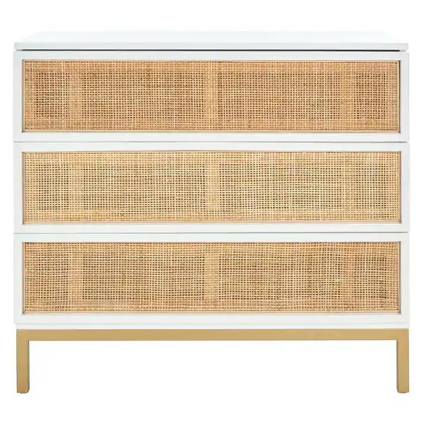 SAFAVIEH Zadie 3 Drawer Rattan Chest - White/Natural | Bed Bath & Beyond