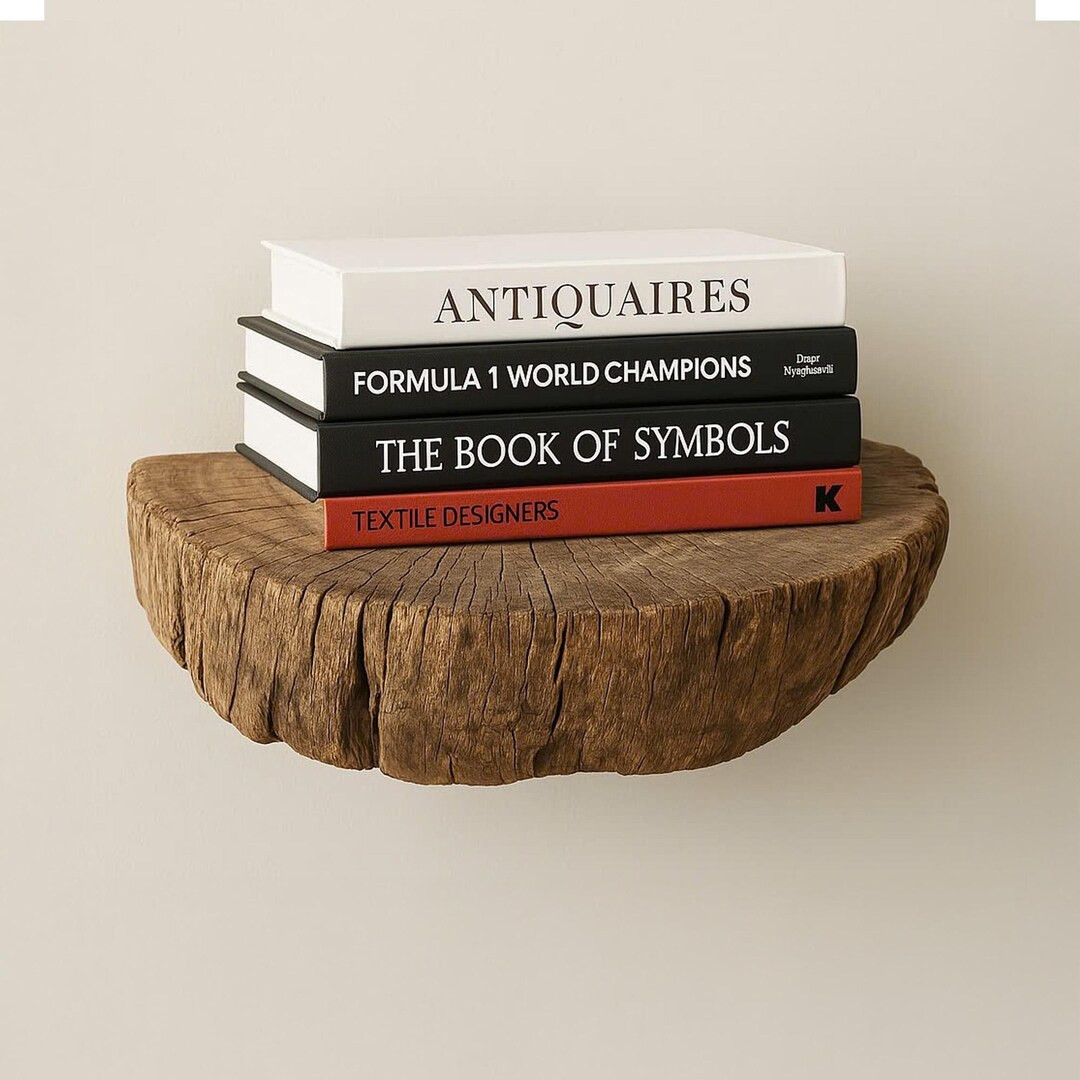 Floating Semi Driftwood Bookshelf Wall Mounted Natural Wood Walnut Shelving Live Edge Rustic Emic... | Etsy (US)