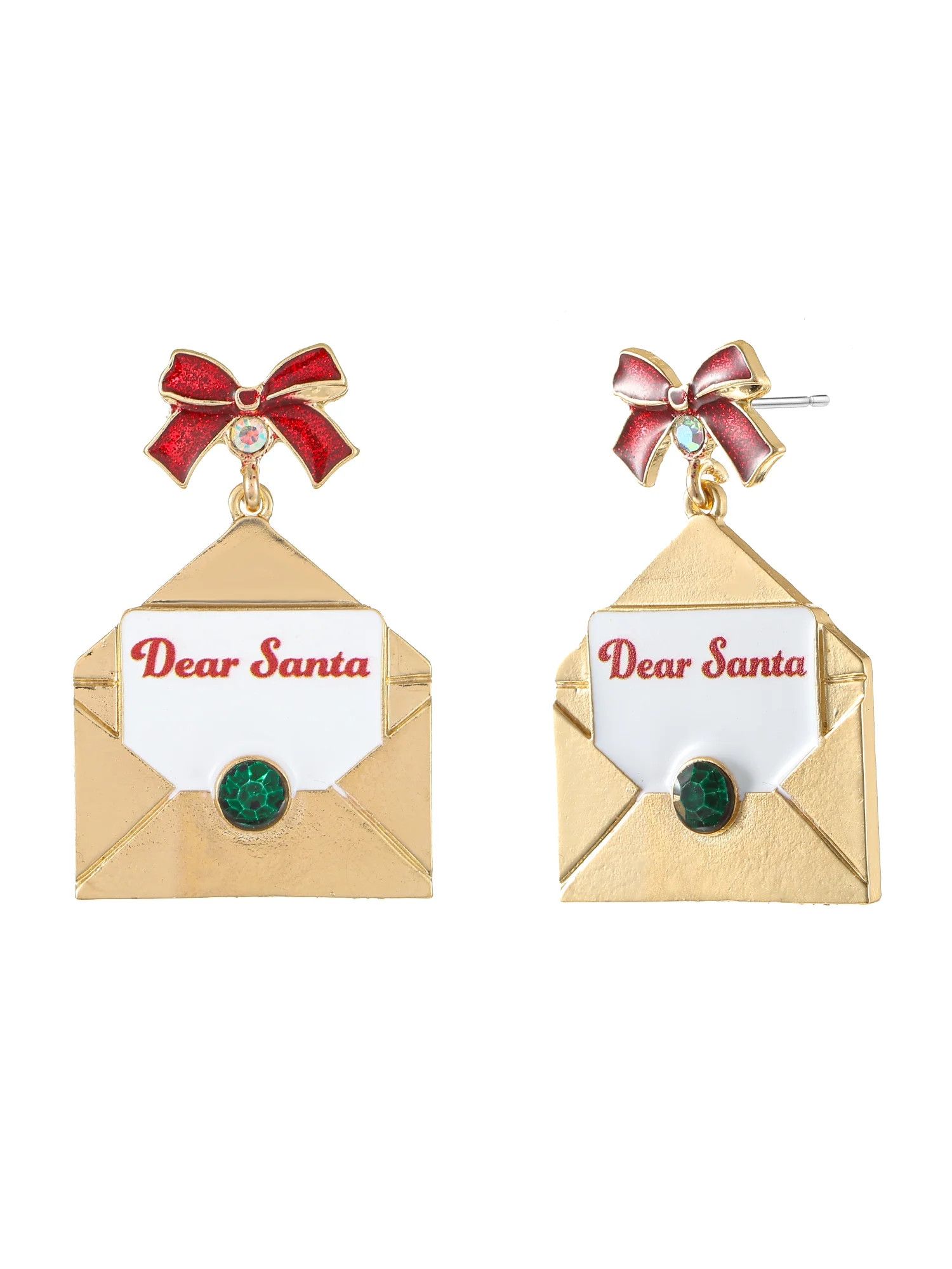 Holiday Time Goldtone "Dear Santa" Letter Earrings, 1 Pair - Walmart.com | Walmart (US)