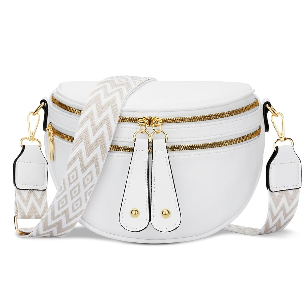 KKXIU Crossbody Sling Bag for Women Trendy Fanny Pack Vegan Leather Chest Bag | Amazon (US)