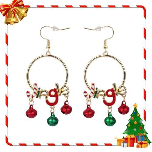 Christmas Jingle Bell Earrings for Women: Festive Dangle Jewelry, Xmas Hoops, Holiday Present | Amazon (US)