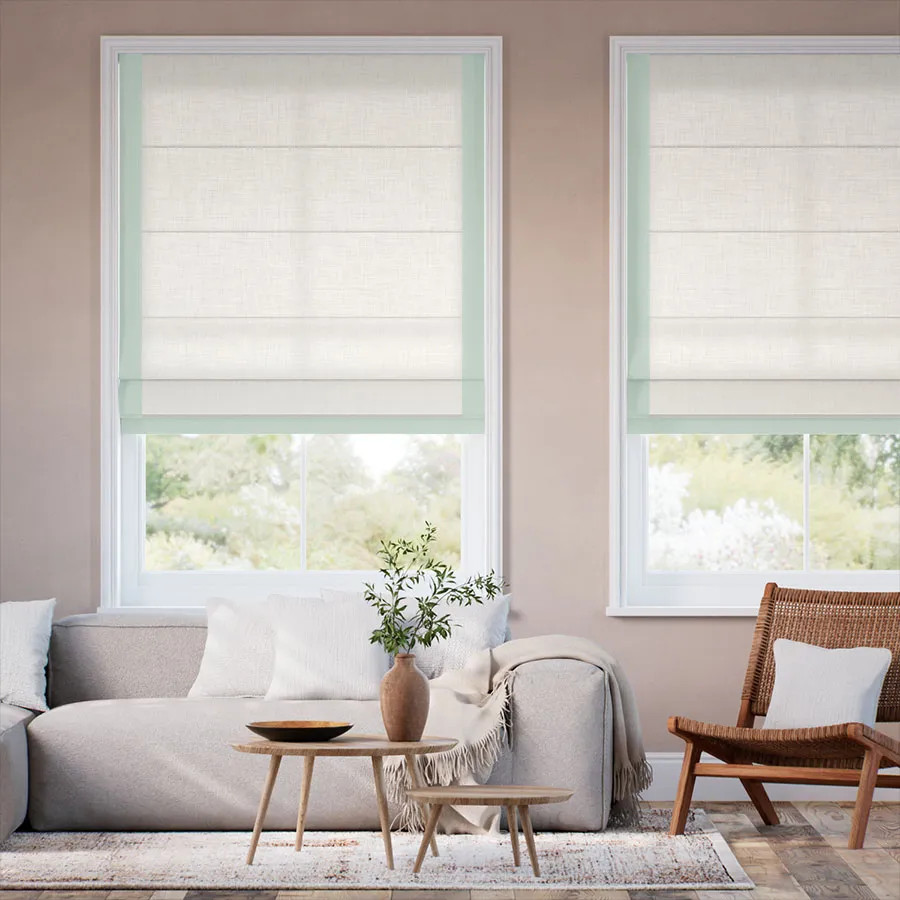 Casebella Border Roman Shades | Defined Elegance & Tailored Details | Select Blinds