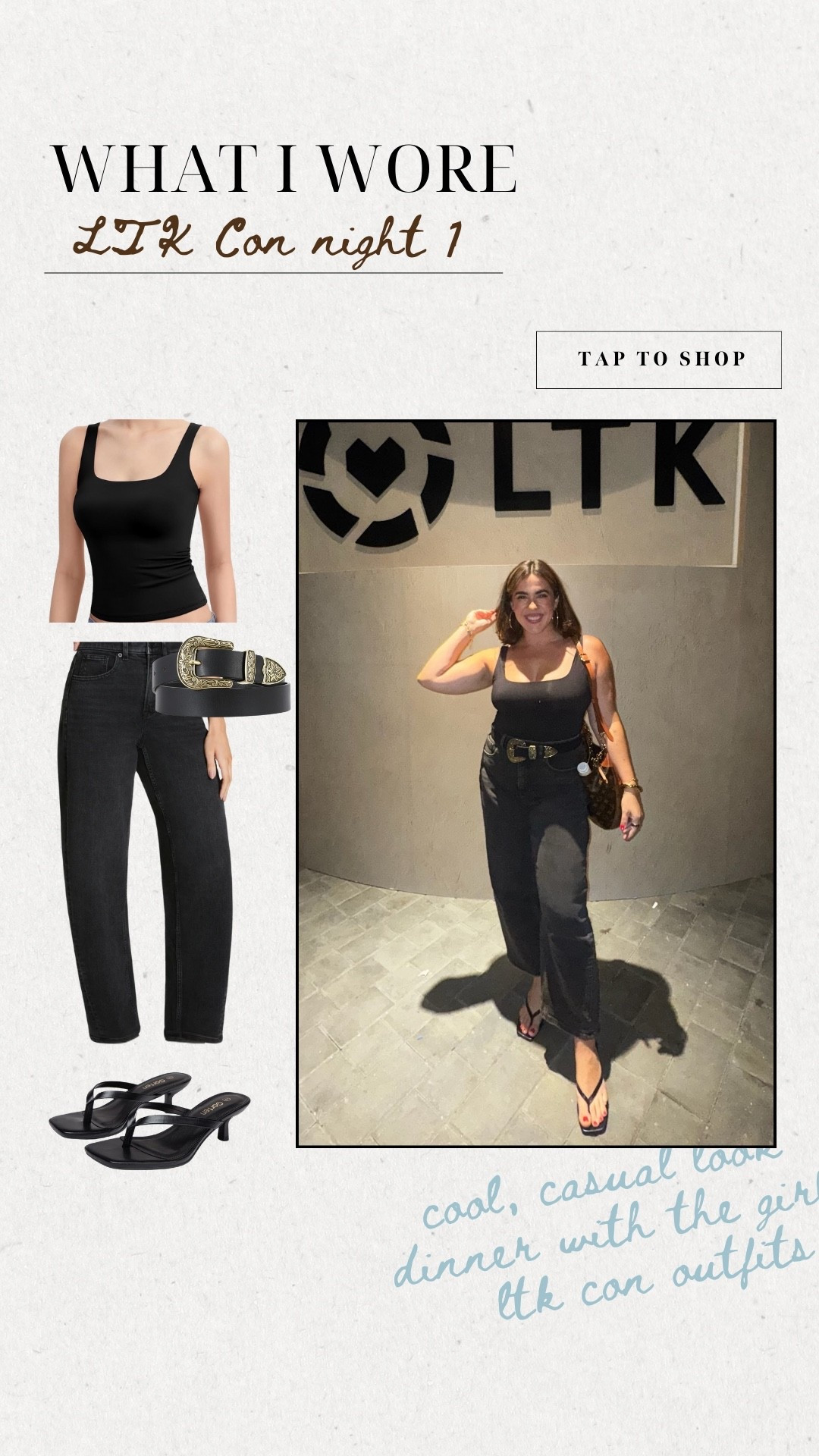 LTK Con night 1! The festivities haven't started yet but we met up with a few friends to celebrate my birthday! Casual dinner & golf simulators. Jeans are new barrel from Spanx, so flattering and comfy! Tank is my fav from Amazon! Shoes Amazon! 

Spanx code NINAXSPANX 
Top L
Jeans L

Dinner outfit, date night outfit, LTK Con outfits 

#LTKCon #LTKStyleTip #LTKMidsize