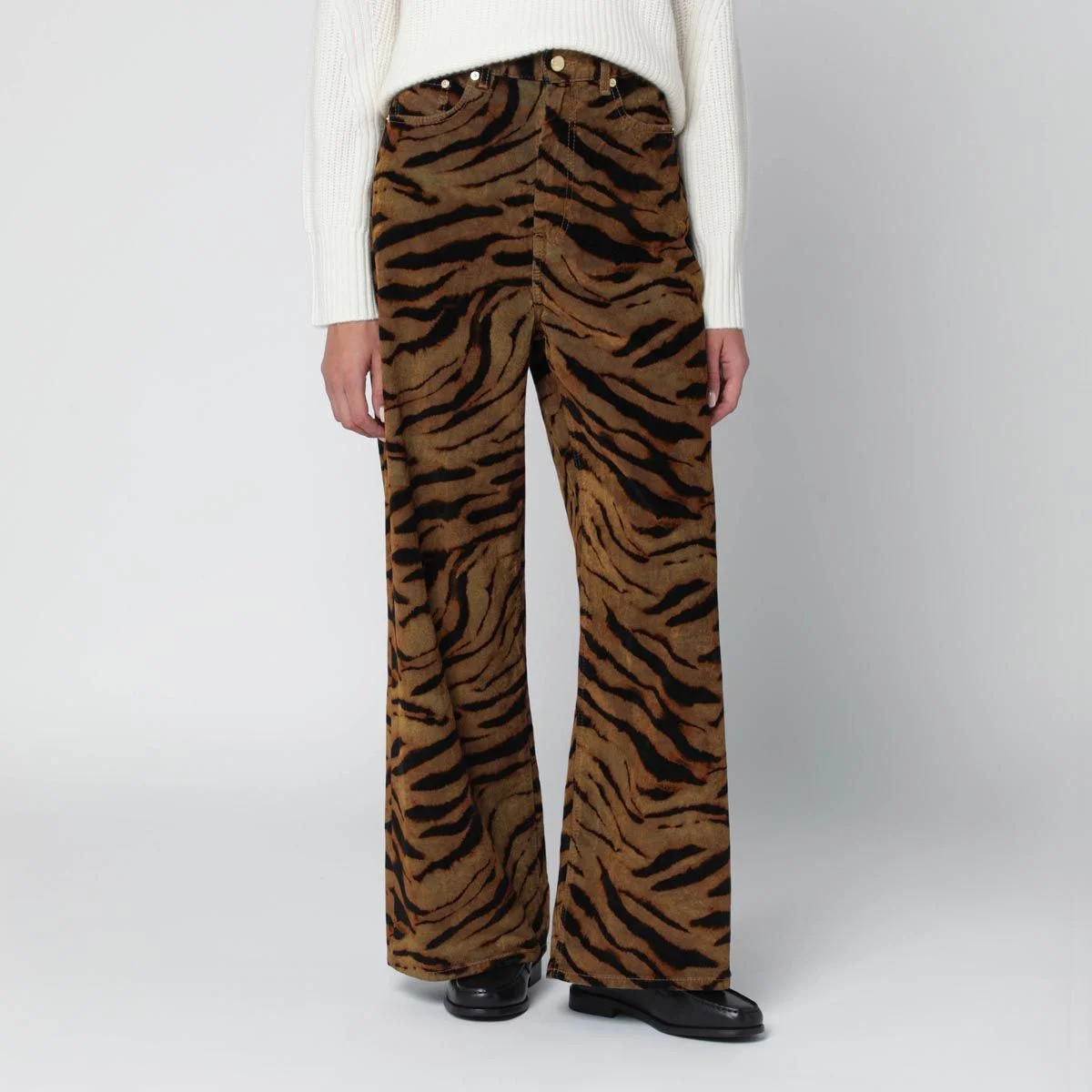 Ganni Zebra Printed Baggy Jeans | Cettire Global