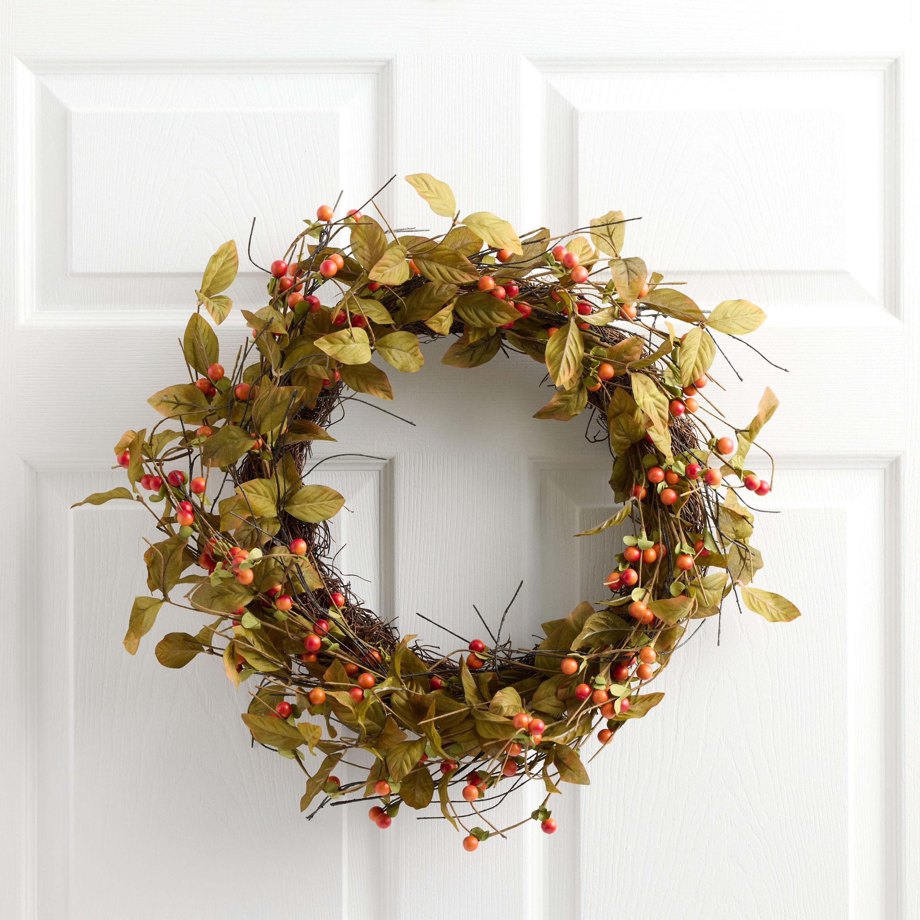 Orange Faux Berries Twig Wreath | World Market