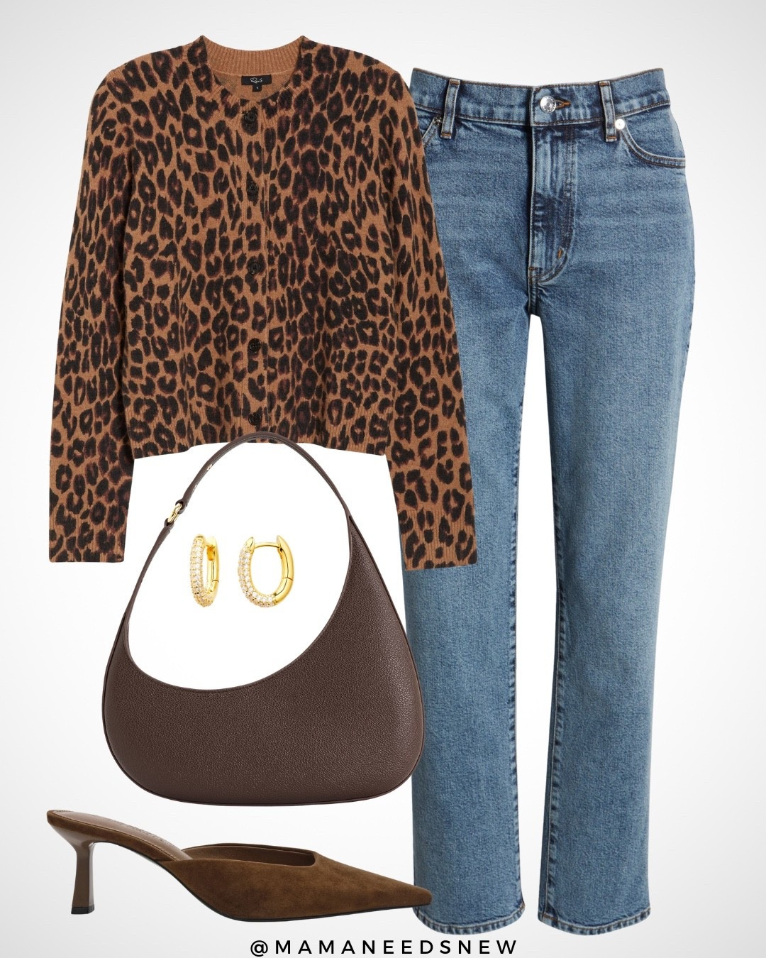 A transitional fall outfit with a leopard cardigan, mule heels, jeans and shoulder bag 🤎

#LTKStyleTip #LTKSaleAlert #LTKItBag