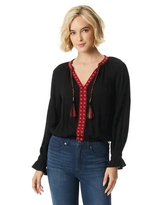 Jessica Simpson Women's and Women's Plus Tifany Embellished Blouse | Walmart (US)