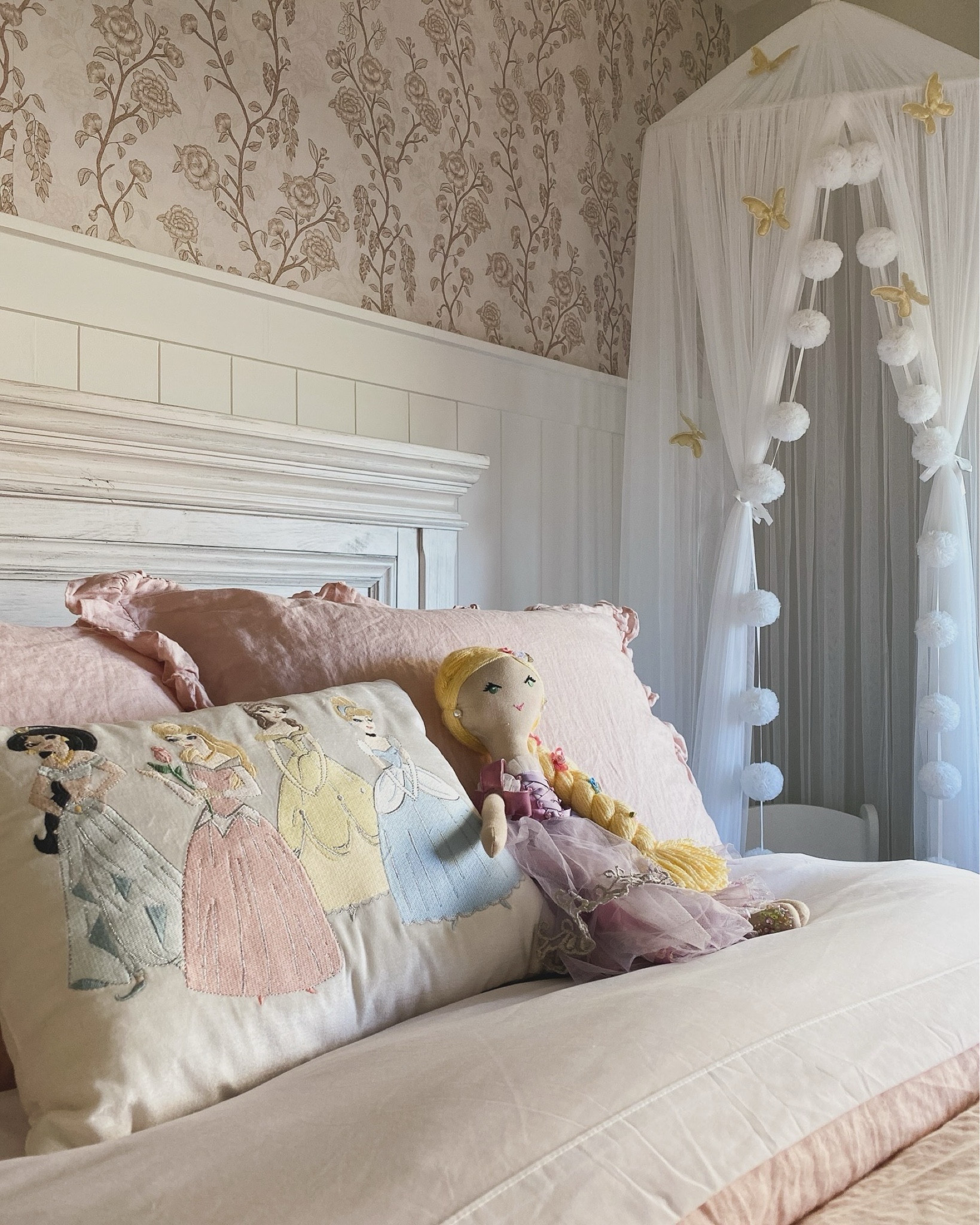 Princess room featuring pink linen bedding, heirloom princess dolls and whimsy detail  

#LTKBaby #LTKKids #LTKHome