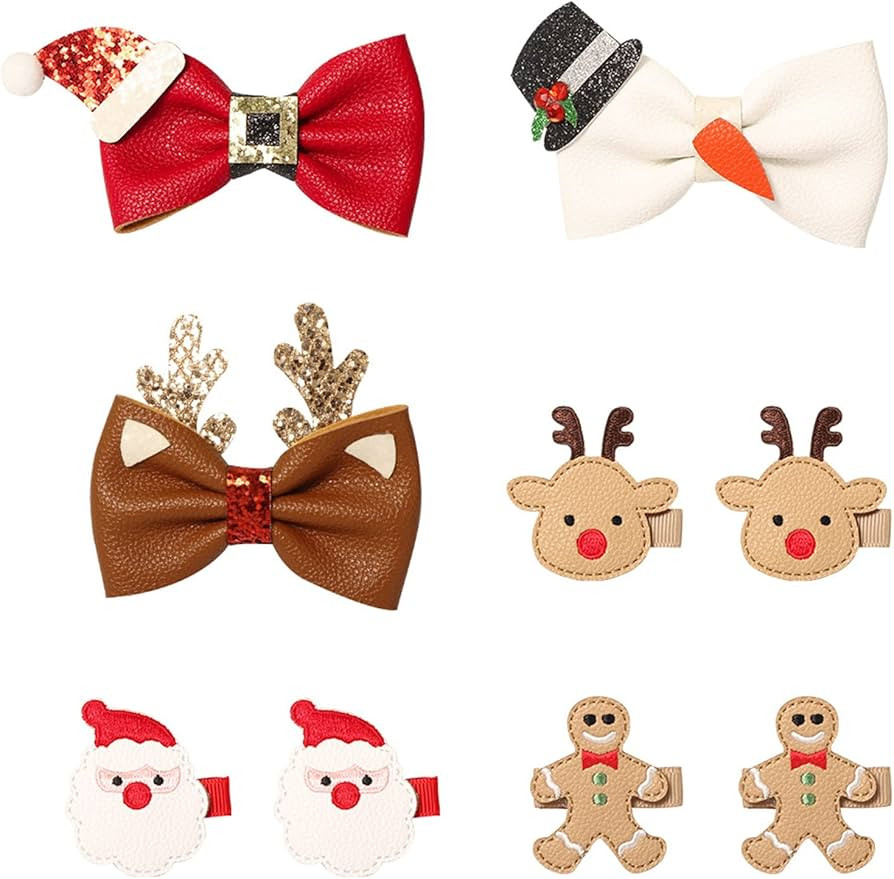 9 Pcs Christmas Hair Clips for Kids Toddler Girls Cute Reindeer Antler Gingerbread Man Santa Clau... | Amazon (US)