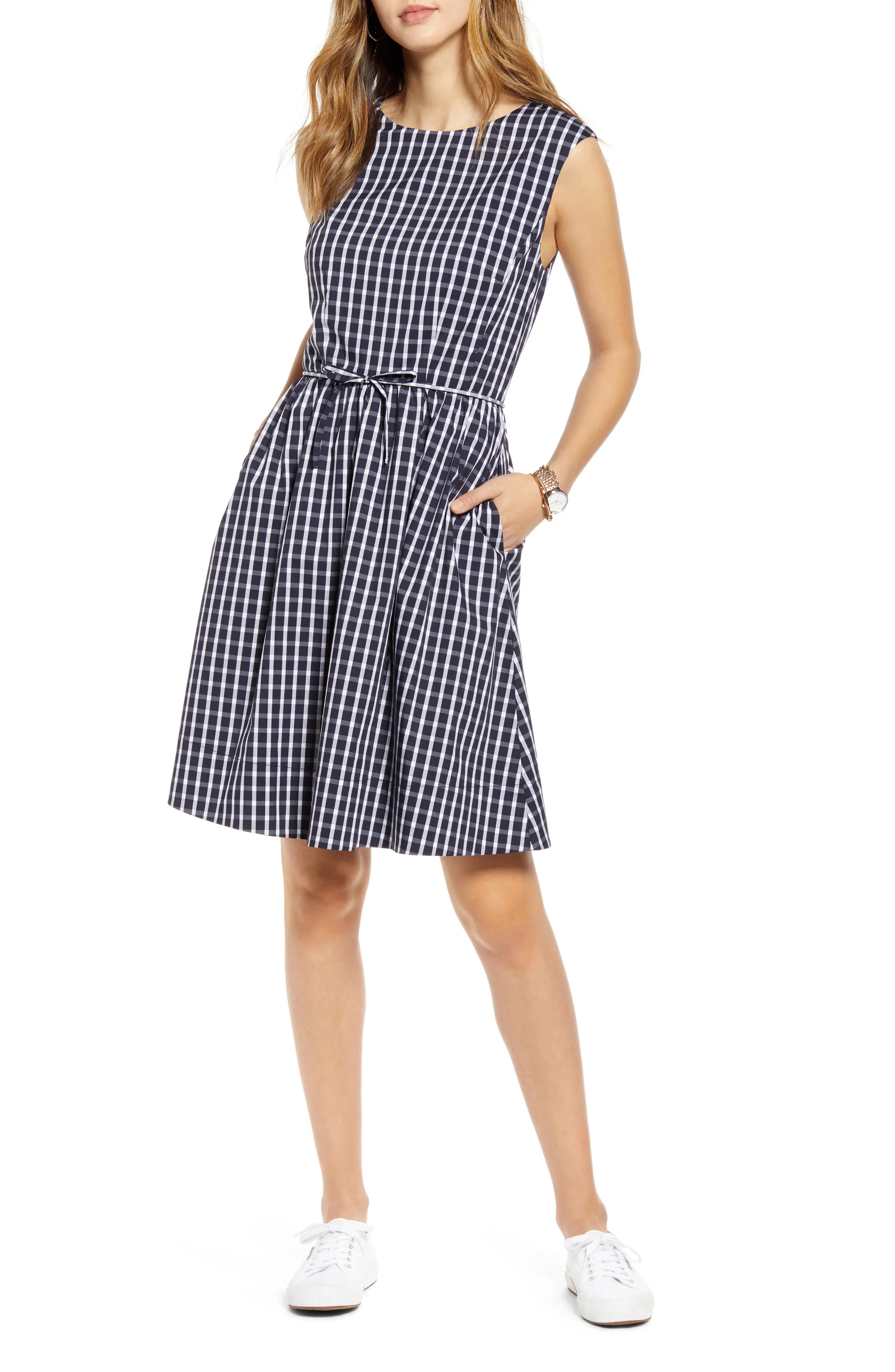 Women's 1901 Tie Waist Gingham Dress | Nordstrom