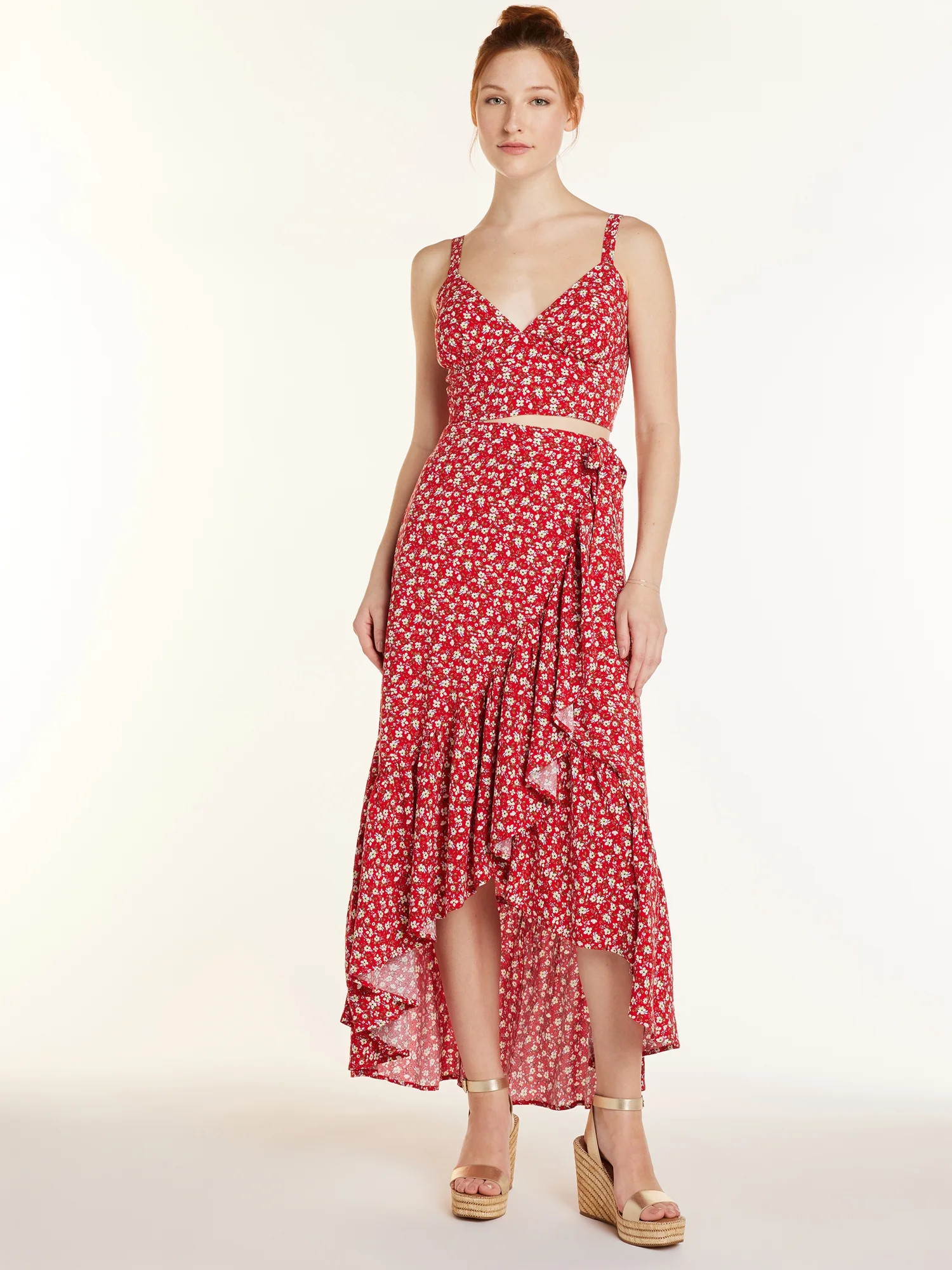 No Boundaries Juniors’ Tank Top and Ruffle Skirt Set, 2-Piece, Sizes XS-XXXL | Walmart (US)