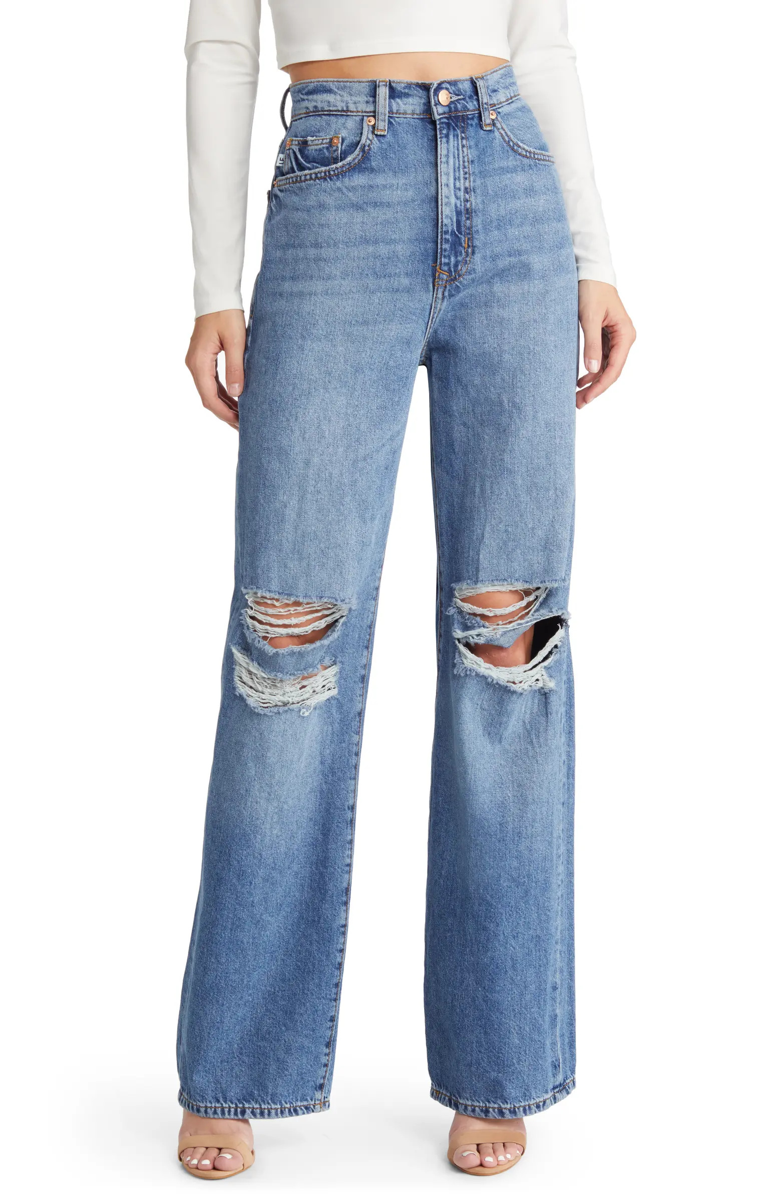 Lovers + Friends Lennon High Waist Ripped Wide Leg Jeans | Nordstrom | Nordstrom