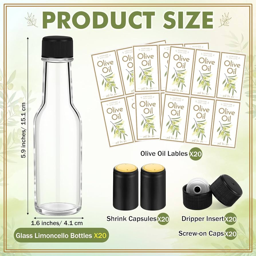 Havawish 20 Pcs 3oz Homemade Mini Olive Oil Bottles Hot Sauce Glass Bottles with Leak Proof Screw... | Amazon (US)