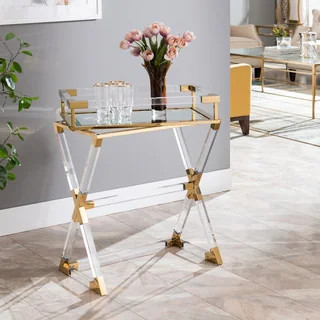 Silver Orchid Hinding Gold Accent Acrylic Serving Tray Table | Bed Bath & Beyond