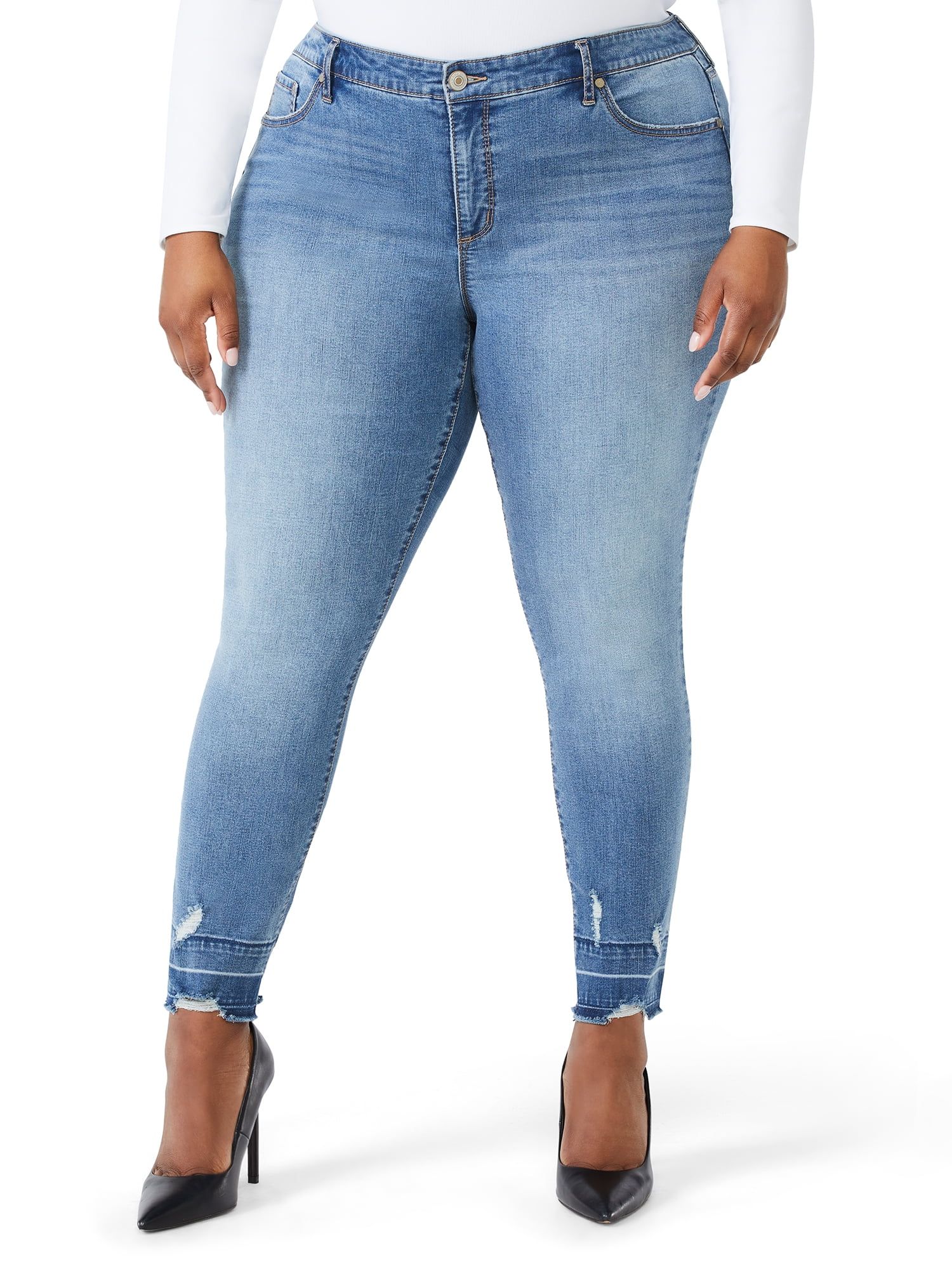 Sofia Jeans by Sofia Vergara Women's Plus Size Rosa Super High-Rise Destructed Jeans - Walmart.co... | Walmart (US)