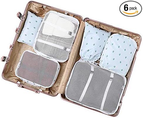 6 Set Packing Cubes For Travel, 2019 New Design Multi-functional Travel Luggage Organizers (Cactu... | Amazon (US)