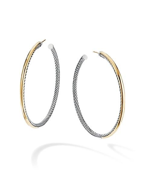 Sculpted Cable Hoop Earrings With 18K Yellow Gold | Saks Fifth Avenue
