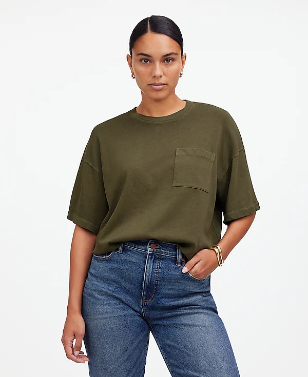 Garment-Dyed Oversized Pocket Tee | Madewell | Madewell