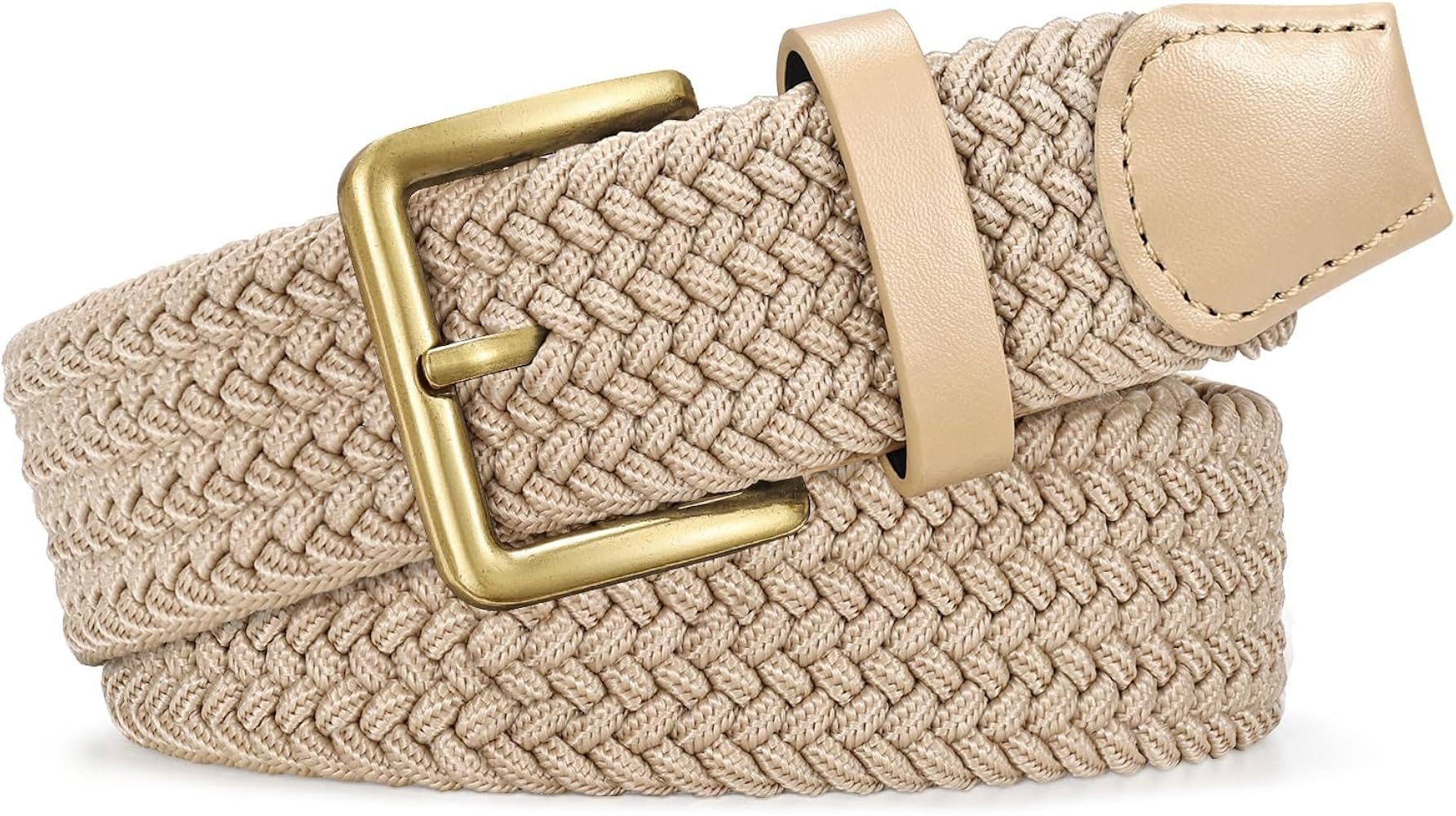 JASGOOD Braided Belt Women Stretch Woven Belts for Golf Elastic Casual 1 3/8" Jeans Shorts Pants | Amazon (US)