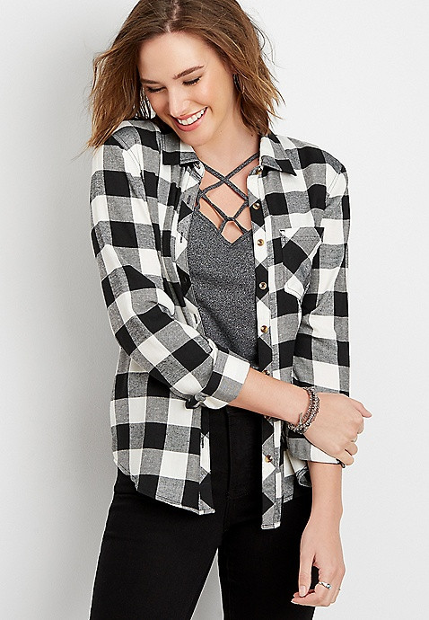 buffalo plaid button down shirt | Maurices