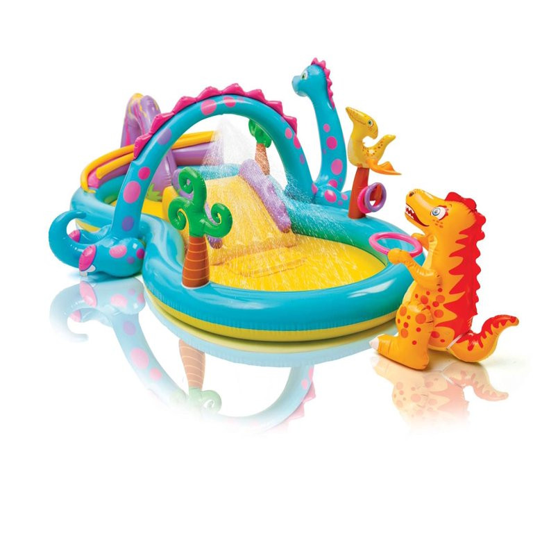 Intex 11ft x 7.5ft x 44in Dinoland Play Center Kiddie Inflatable Swimming Pool - Walmart.com | Walmart (US)