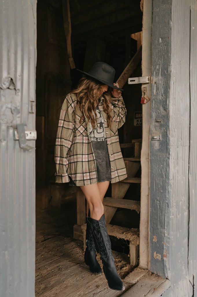 Lydie Olive Plaid Shacket | She Is Boutique