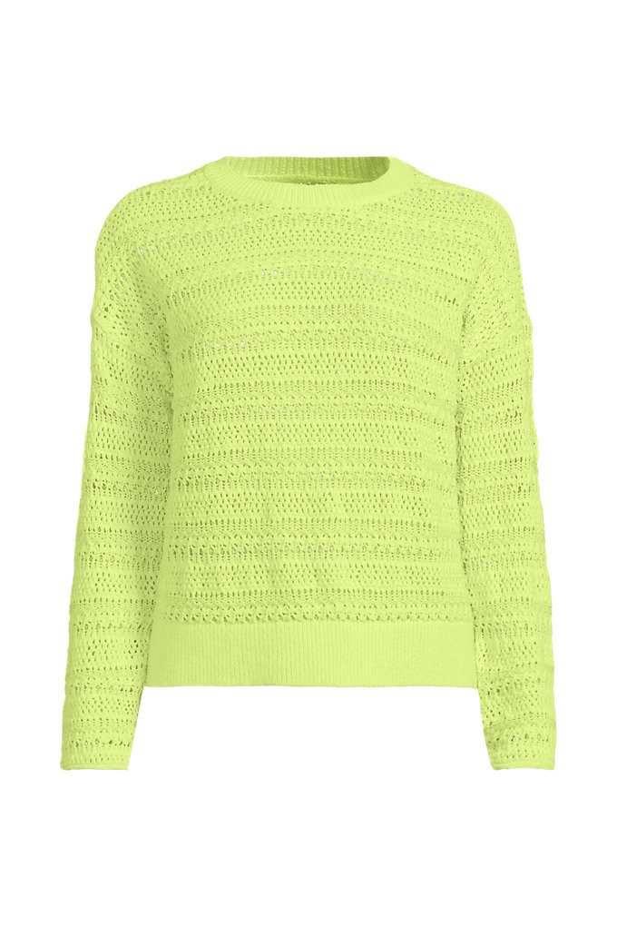 Women's Cotton Blend Pointelle Crew Neck Sweater - Lands' End - Yellow - XS | Lands' End (US)