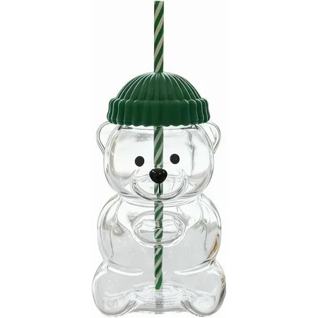 New Bear Straw Cup, Cute Bear Glass Cup With Straw, 2025 Cute Coffee Mugs, Glass Bears Cups, Coffee Beers Wine Cocktail Drinks Glassware (1Pc) | Walmart (US)
