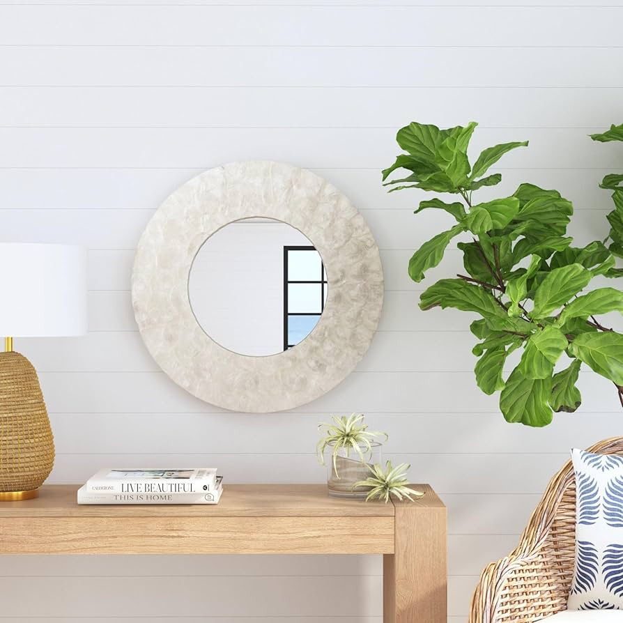 East at Main Round Capiz Shell Wall Mirror – Decorative Seashell Mosaic Mirror for Bathroom Van... | Amazon (US)