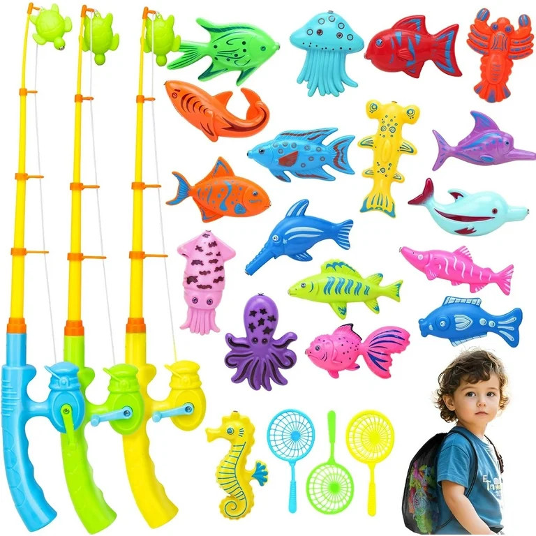 AuntyFey Magnetic Fishing Game for Kids 3-5 Includes 3 Toddler Baby Fishing Pole 3-5 6-10, Fishin... | Walmart (US)