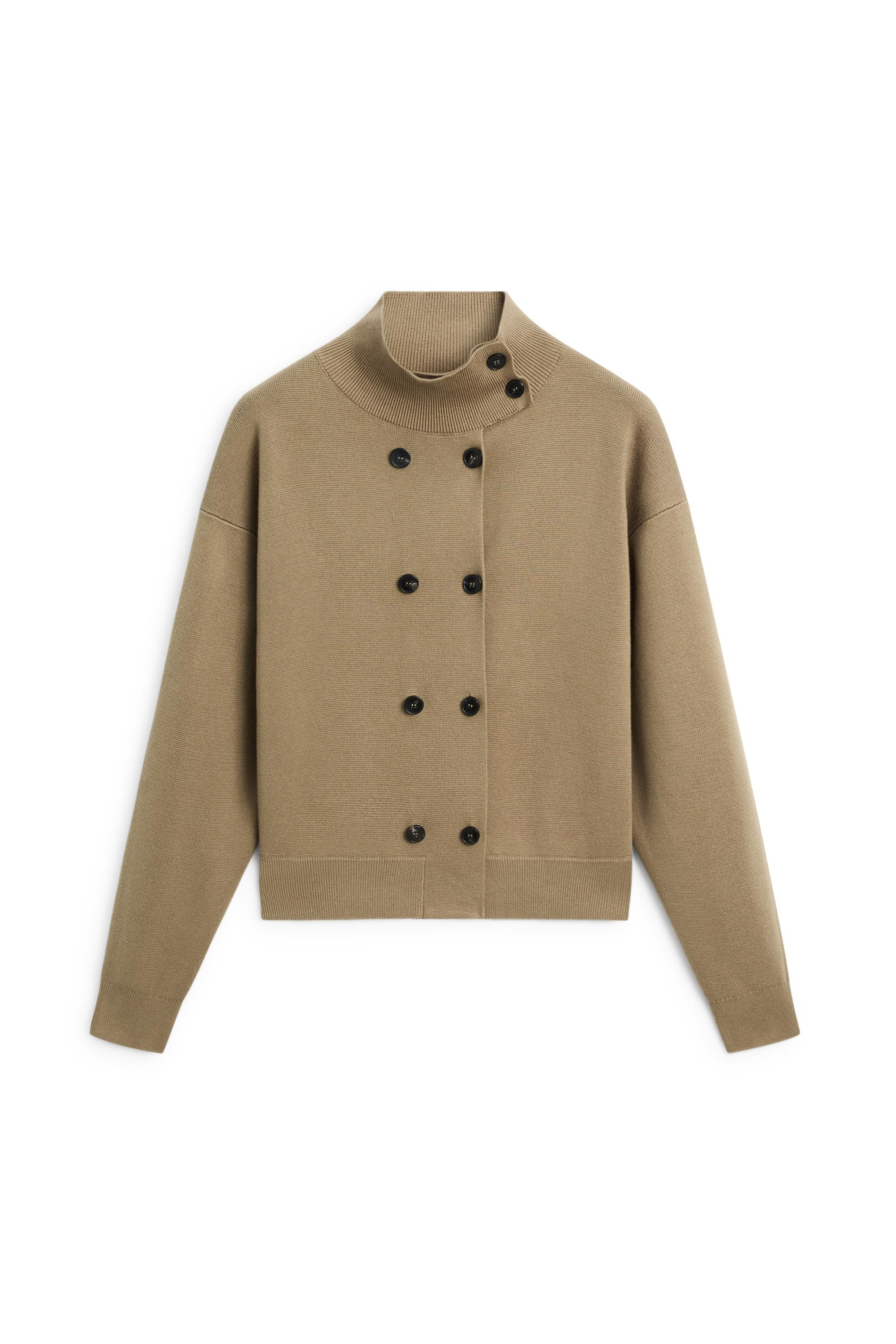 100% cotton double-breasted cardigan - Washed | Massimo Dutti US
