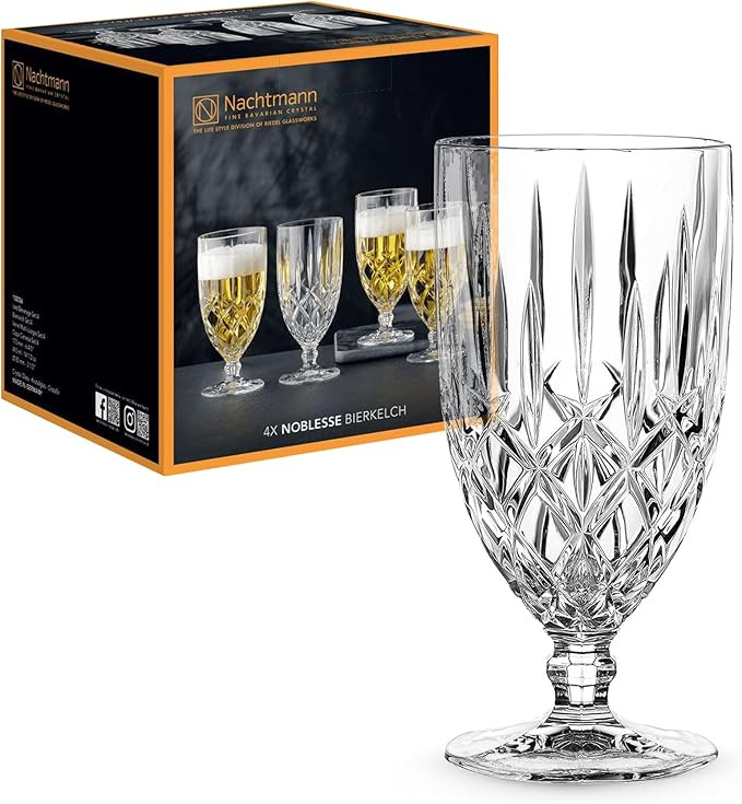 Nachtmann Noblesse Collection Iced Beverage Glasses, Crystal Glass Water Goblets, 15 Ounce, Beer,... | Amazon (US)