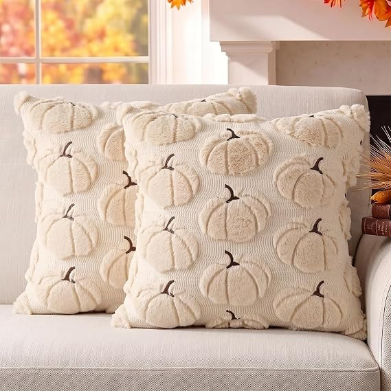 Fall Pumpkin Pillow Covers 18x18 Set of 2 Fall Decor Cushion Cases for Autumn Thanksgiving Home D... | Amazon (US)