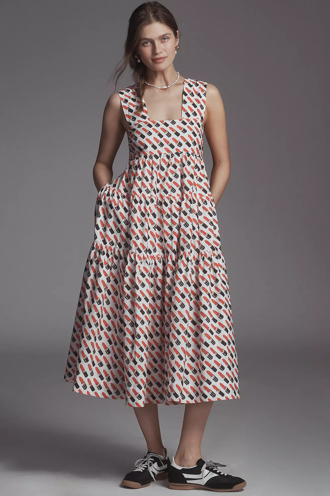 The Helena Square-Neck Smocked Tiered Midi Dress | Anthropologie (US)