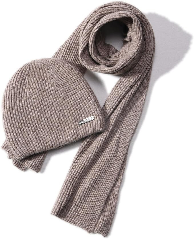 Harikery cashmere beanie hat scarf set for women winter knit long scarf neck warmer stylish beani... | Amazon (US)