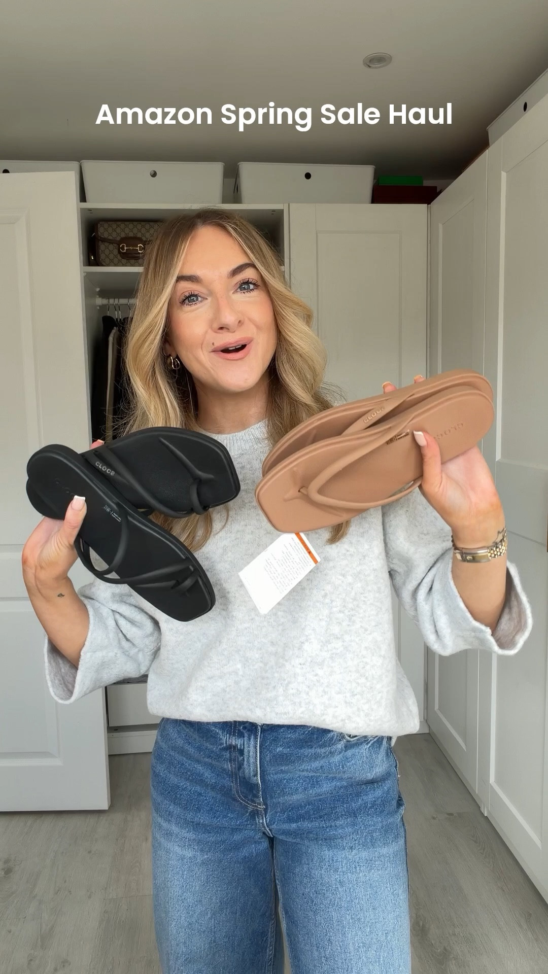 My Amazon spring sale purchases 
Sizes:
The black sandals I wear a 5 which is a 37-38 
The nude flip flops I wear a 4 which is a 36-37 they run a bit bigger! 

#LTKsale #LTKunboxing #LTKspring