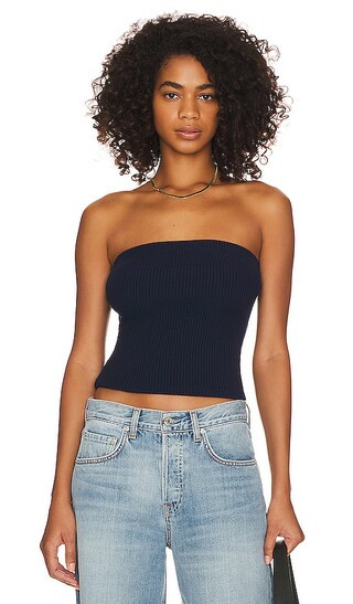 Notin Rib Knit Tube Top in Navy | Revolve Clothing (Global)