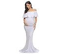 Glampunch Womens Off Shoulder Maternity Dress Ruffles Elegant Slim Gowns Fit Maxi Photography Dre... | Amazon (US)