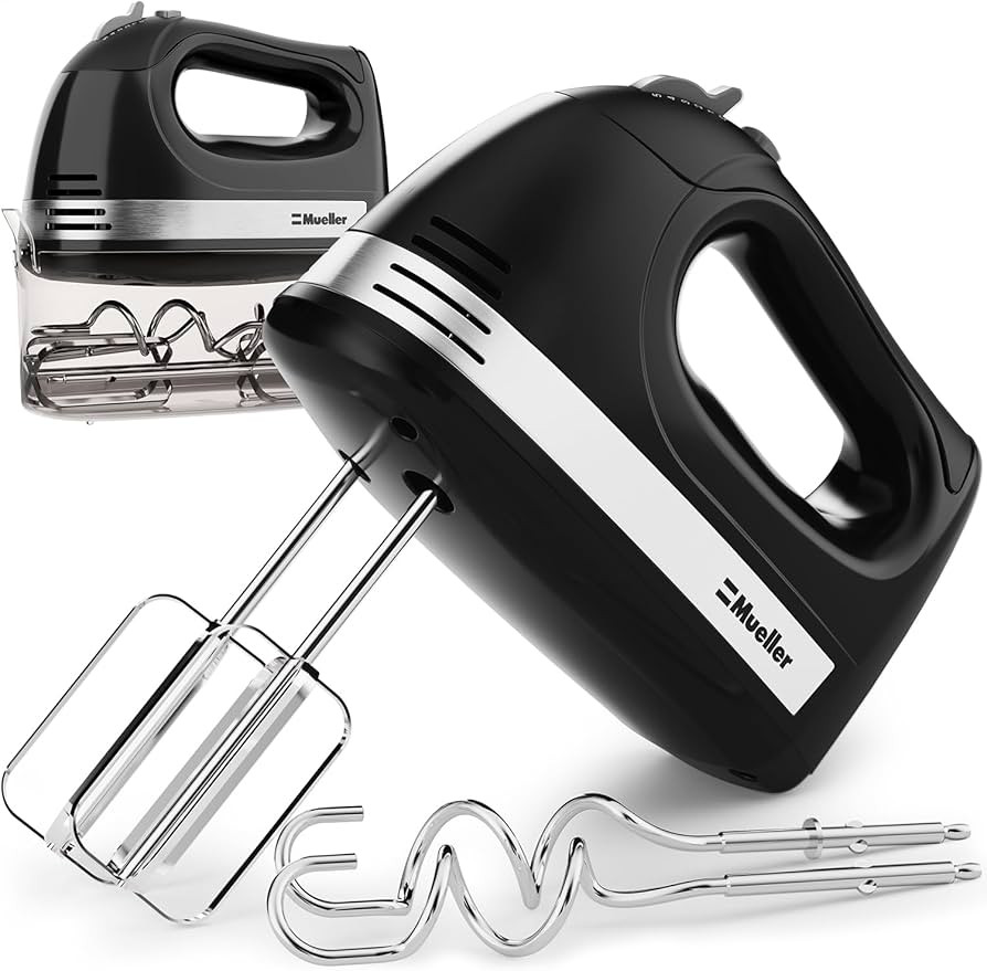Mueller Electric Hand Mixer, 5 Speed with Snap-On Case, 250 W, Turbo Speed, 4 Stainless Steel Acc... | Amazon (US)