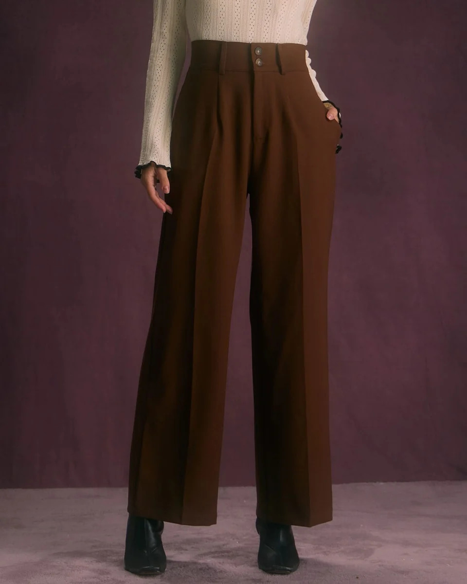 The Coffee Button Slant Pocket Straight Pants & Reviews - Coffee - Bottoms | RIHOAS | rihoas.com