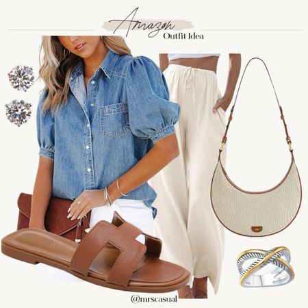 Denim top and linen pants. Amazon spring outfit idea 

#LTKSeasonal #LTKstyletip #LTKfindsunder50