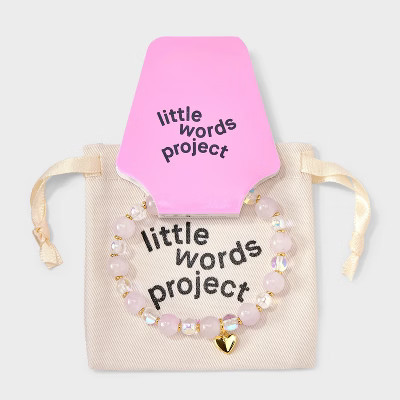 Little Words Project Heart Charm Beaded Bracelet - Pink | Target