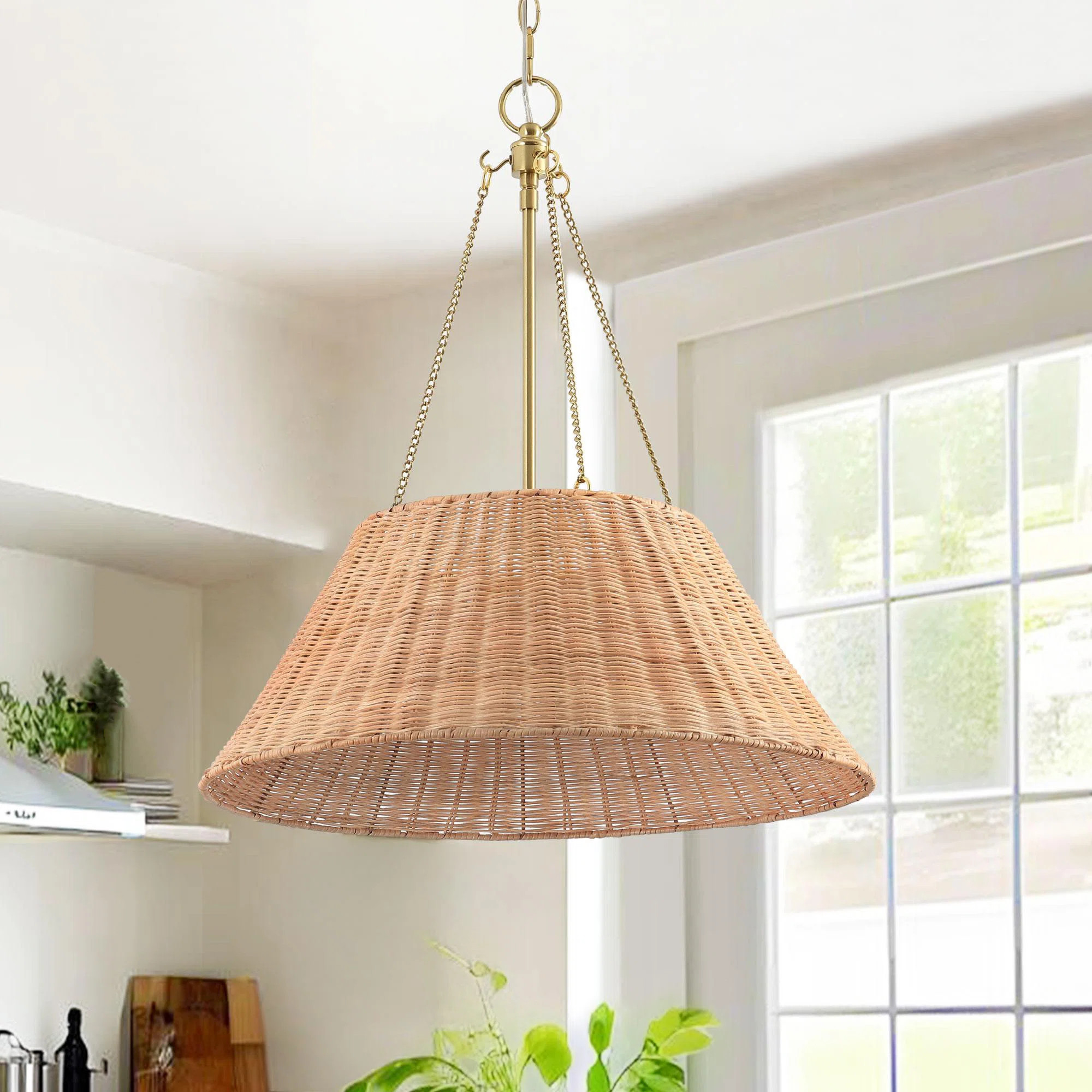 Everly Quinn 3-Light Dimmable Rattan Drum Chandelier - Wayfair Canada | Wayfair North America