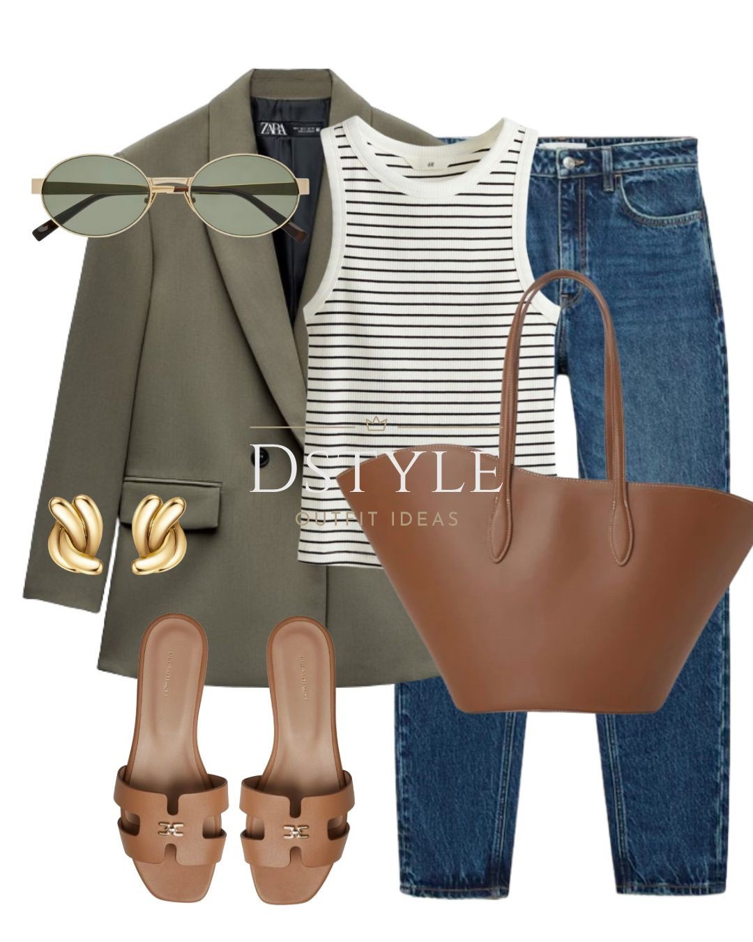 Khaki green blazer, striped top, dark blue mom jeans, Little Liffner tulip shoulder bag, slide sandals  

 

#LTKStyleTip #LTKShoeCrush #LTKItBag
