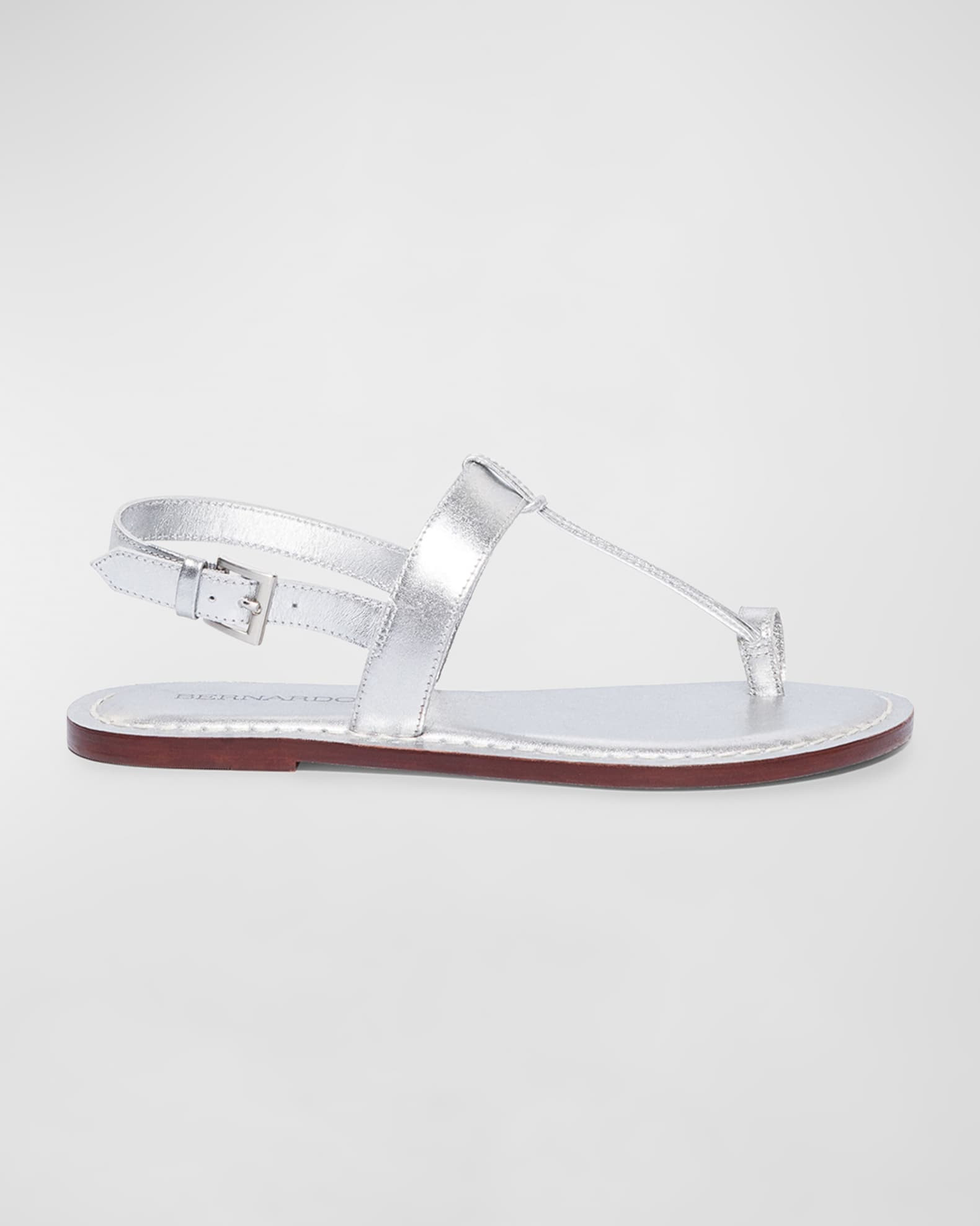 Bernardo Metallic T-Strap Slingback Sandals | Neiman Marcus