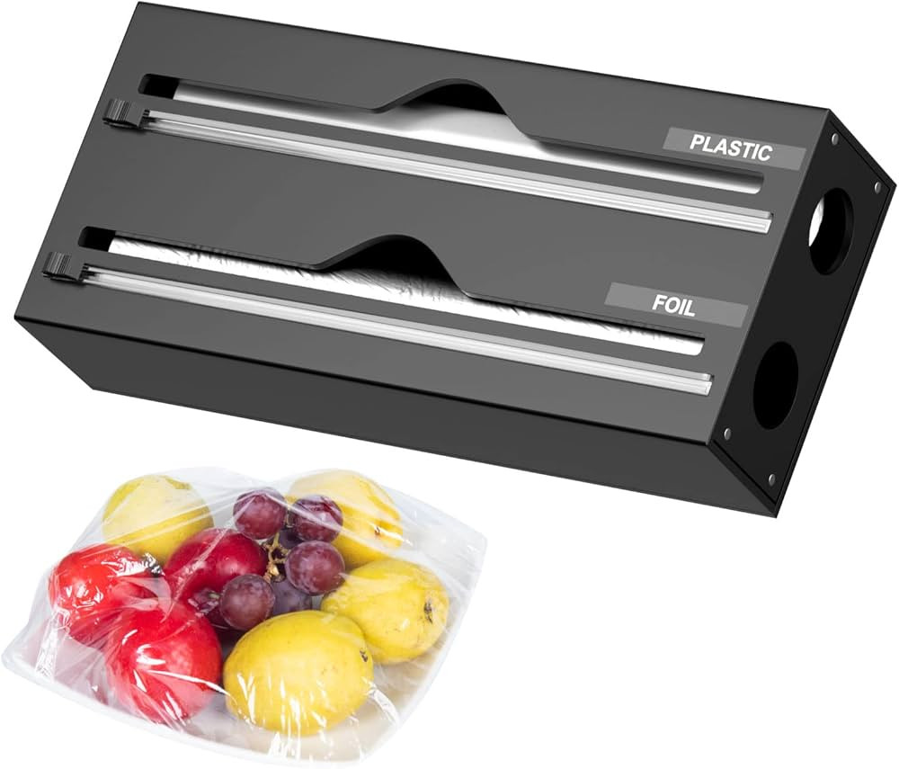 2 in 1 Wrap Dispenser, NPPLUS Acrylic Foil Dispenser with Slide Cutter and Labels, Plastic Wrap, ... | Amazon (US)