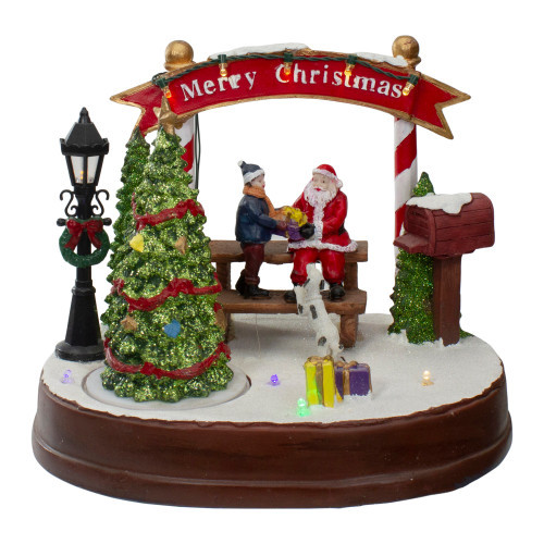 Lighted "Merry Christmas" Winter Scene with Music and a Turning Tree - 8" | Christmas Central