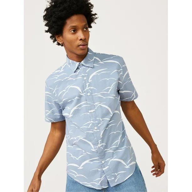 Free Assembly Men's Short Sleeve Point Collar Shirt | Walmart (US)