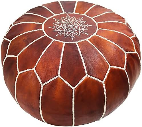 Marrakesh Gallery Genuine Leather Pouf Unstuffed - Moroccan Ottoman Footstool, Footrest Cover - B... | Amazon (US)